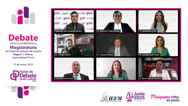 QUINTO DÍA DE DEBATES ORGANIZADOS POR EL IEEM  PARA LA ELECCIÓN JUDICIAL