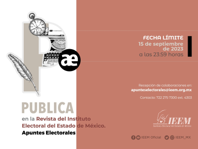 INVITA IEEM A PUBLICAR EN LA REVISTA APUNTES ELECTORALES